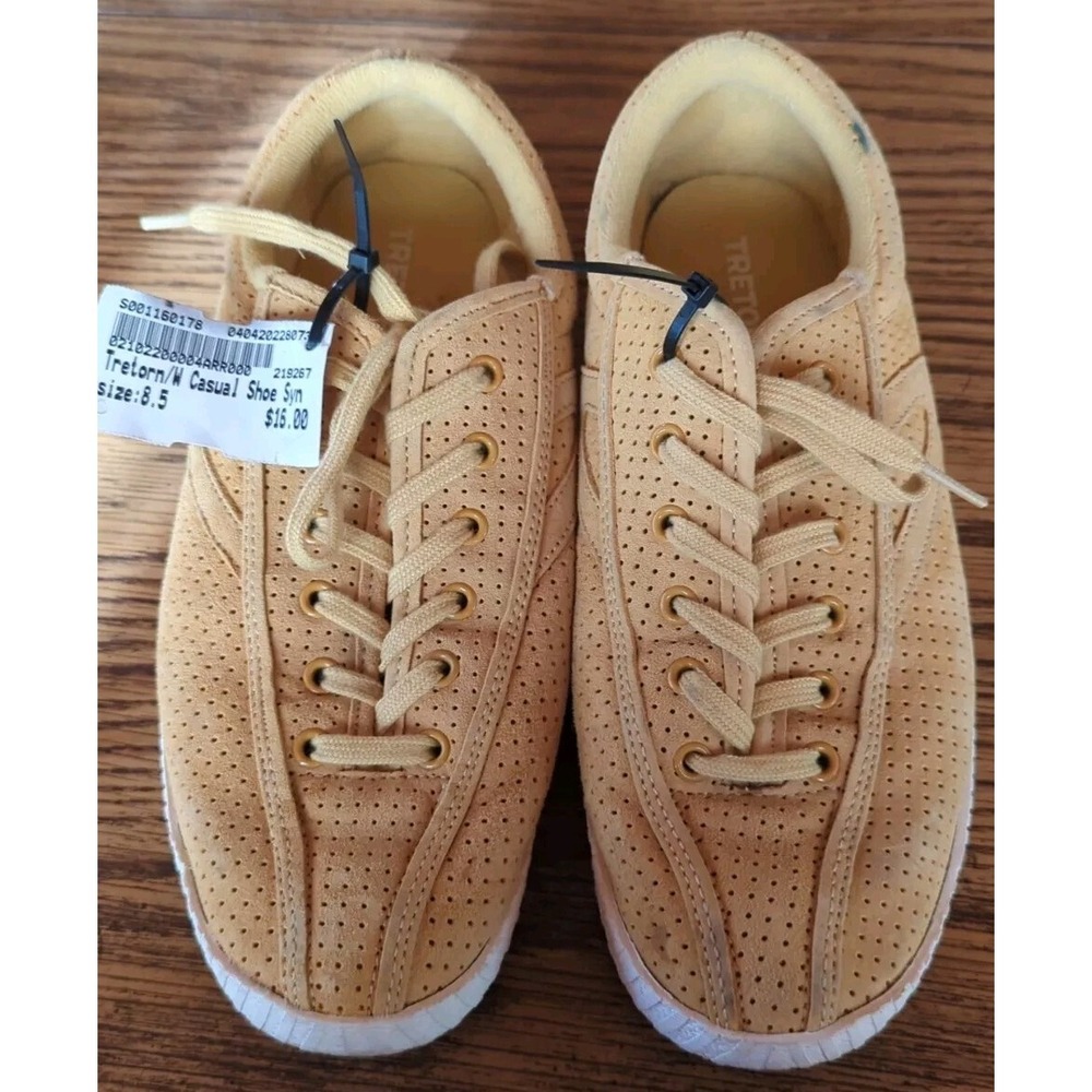 TRETORN Vintage Women's Yellow Suede Lace up Sneaker ‎ 8.5/39 Retro Original